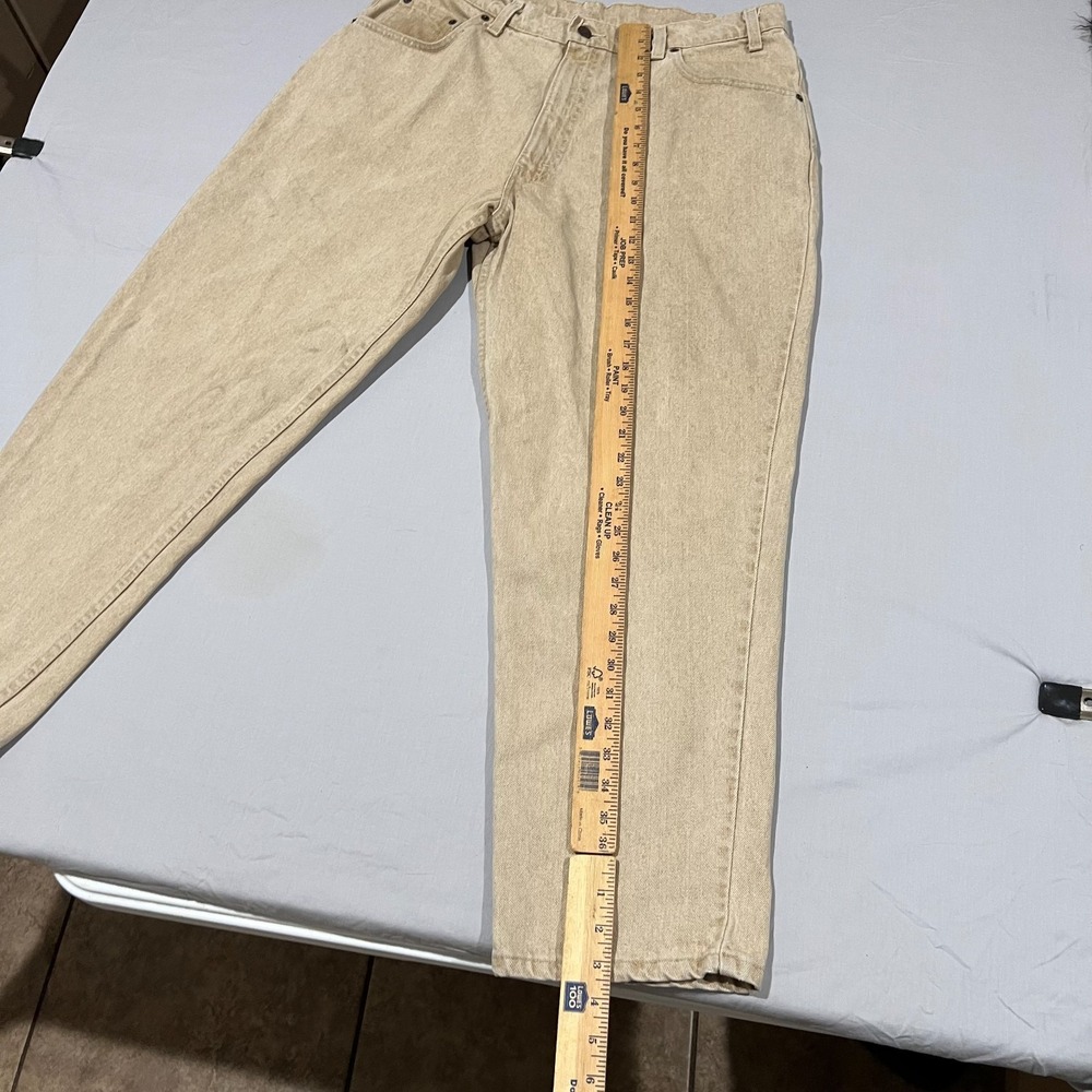 Vintage 90s Levis 545 Mens Tan Khaki Loose Fit Straight Leg USA Pant Faded 38x30 - Picture 9 of 9